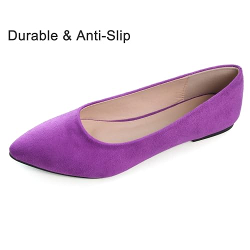 Image of Dear Time Women's Pointed Toe Ballet Flats Simple Casual Office Work Flats Slip-on Comfortable Shoes