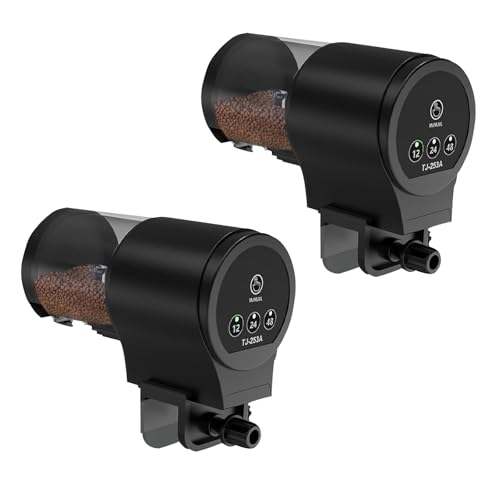 2 comederos automáticos para acuarios, comederos automáticos para peces: 100 ml, gran capacidad, alimentador para peces, resistente a la humedad, para tanque de peces
