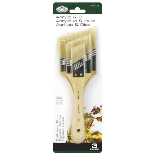 Royal and Langnickel Large Area Brush Set - Angular White Bristle Stiff 3 Pack