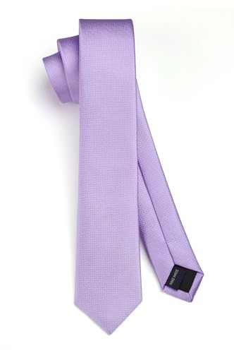 HISDERN Cravate Homme lilas 6CM Slim Cravate Fine Soie Couleur Unie Mariage Plusieurs Couleurs Disponibles avec Boîte