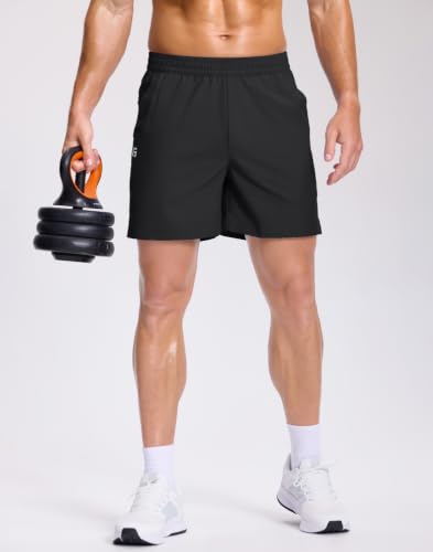Image of GGJ Men's Lightweight Athletic Shorts with 2 Zipper Pockets 7 inch /9 inch /5 inch Gym Workout Running Quick Dry Tennis Shorts for Men