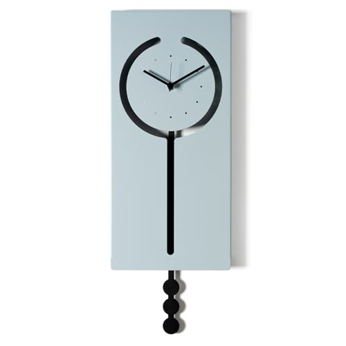 Arti & Mestieri Omega - Orologio a pendolo da parete di Design 100% Made in Italy - in Ferro, 20 x 53h cm (Cenere e nero)
