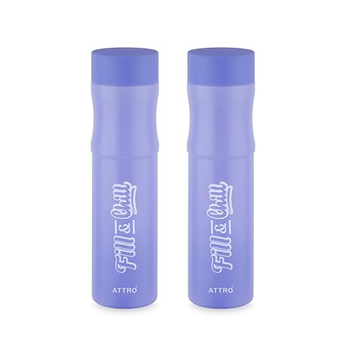 Image of ATTRO Crazy 1000ml Water Bottle - Round Plastic Fridge Bottle - Airtight, Leak-Proof, BPA-Free, Freezer Safe Durable & Lightweight - Set of 2 Violet - Ideal for Home & Office