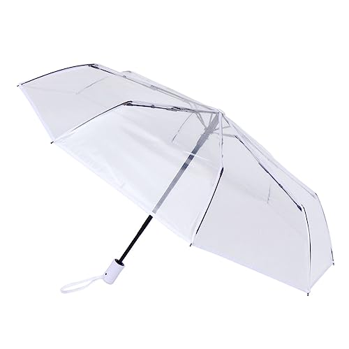 minkissy 1 Pieza Tres paraguas plegables lluvia Compacto boda exterior RegensChirm Kompakt paraguas plegable transparente Material del mango del paraguas: caucho