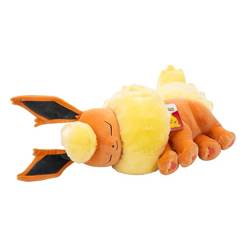 Peluche Pokémon Pyroli endormi 45 cm grand doudou Flareon orange