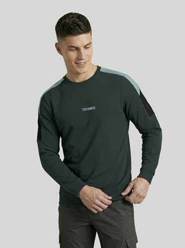 Image of TECHNOSPORT Men's Colorblock Full Sleeve T-Shirt MATPIQ Quick Dry Slim Fit Round Neck Sports Tee for Gym Casual Layering Wear UPF50+ Anti Odour