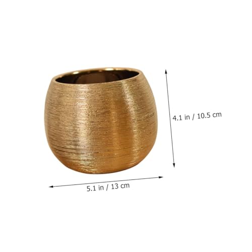 Offsch XTS2107YME1CD09E510WR8BK 2Pcs Brushed Round Flower Pot Succulent Pot Vase Plant Growing Pot Brass Flower Vase Gold Tone Planters Pottery Garden Pots Desk Topper Cactus Planter Ceramics Succulents Household thumb #6