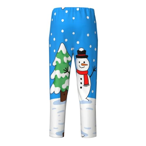 Pajama Pants Pajama Bottoms with Elastic Waistband Sleepwear Lounge Pants, Winter Snowman Tree2