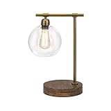 IMAX 89987 Amplitude Glass and Wood Table Lamp - Artisan Crafted Desk Lamp with an Edison Style Bulb. Table Decor Accessories