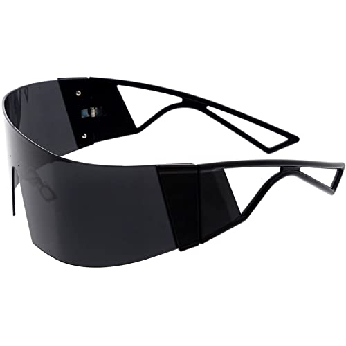 zeroUV - 80s Retro Wrap Around One Piece Futuristic Sunglasses D3053