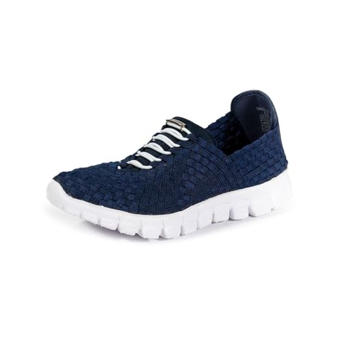 Image of Zee Alexis Women's Danielle Sneakers | Breathable Lightweight Flexible Casual Comfortable Slip-On No-Tie Elastic Laces Woven Shoes