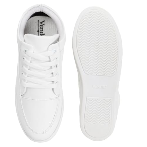 Image of Vendoz Women Hidden Heels White Shoes - 3 Inch Height Increase
