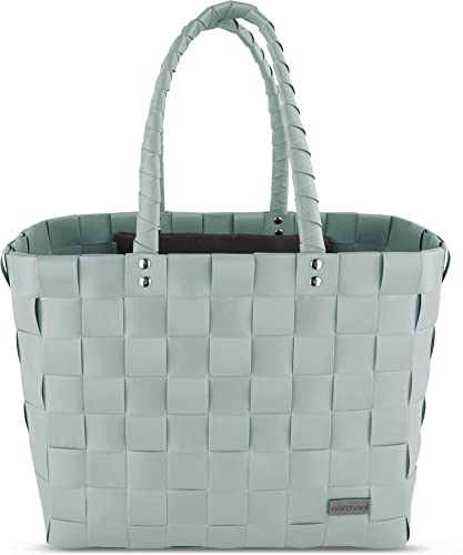 Flecht-/Einkaufskorb - inkl. eingenähter Innentasche für Schlüssel, Handy etc - großer Shopper mit 20 Liter Volumen Farbe Grün