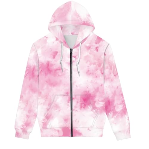 GLUDEAR Men's Fashion Tie Dye Print Jacket Sweatshirt Zip Up Outerwear Hooded Hoodies
