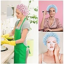 Image of Shower Cap Set of 3 for Women, Reusable Waterproof Elastic Eva Free-Size Bathroom Shower Caps - For Homes, Spas, Salons, Hair Treatment, Beauty Parlors (Multicolored and Multi-design)