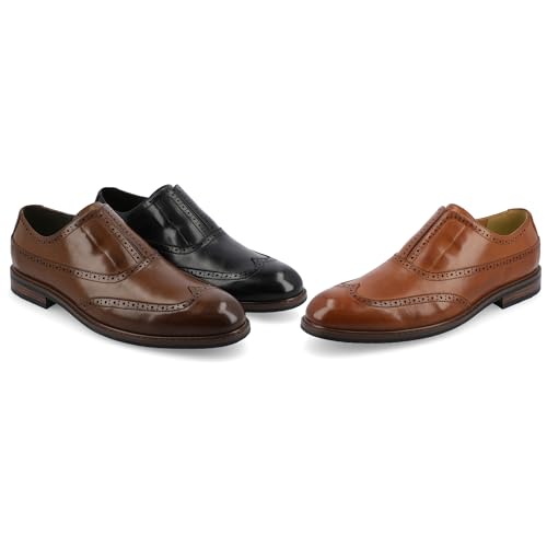 Image of Vance Mens Nikola Slip-on Oxford Textured Tru Comfort Foam Block Heel Almond Toe Business Dress Shoe
