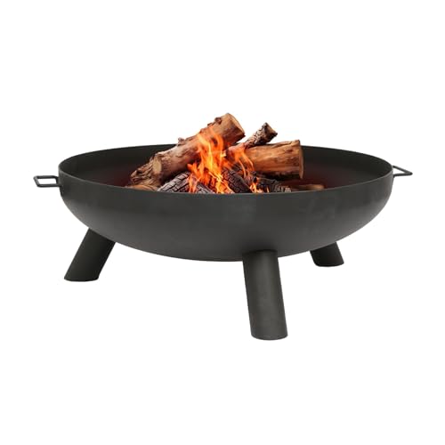 Hammer & Tongs 99cm Iron Fire Pit - Large Outdoor Round Garden Fire Bowl Brazier Garden Patio Heater Stove for Wood Logs, Charcoal Burning, BBQ, Camping Firepit