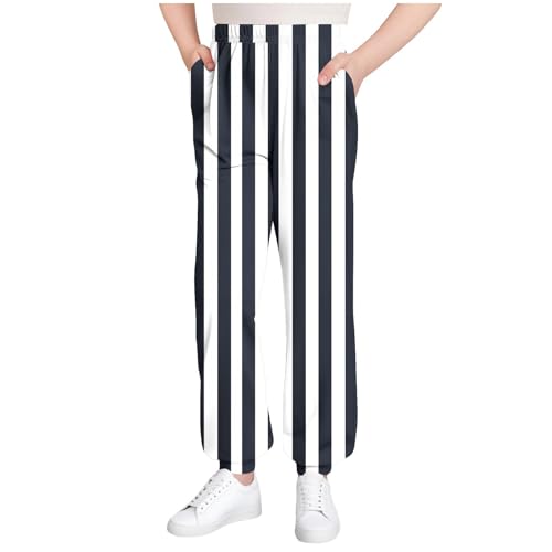 Girls Boys Casual Striped Sweatpants Elastic Waist Joggers Loose Athletic Track Pants with Pockets for Kids 3-15 Years