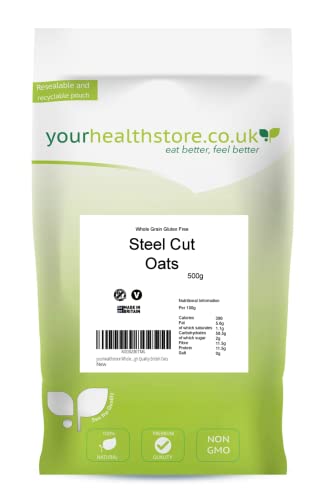 yourhealthstore® Whole Grain Gluten Free Steel Cut Oats 500g Made from British Oats