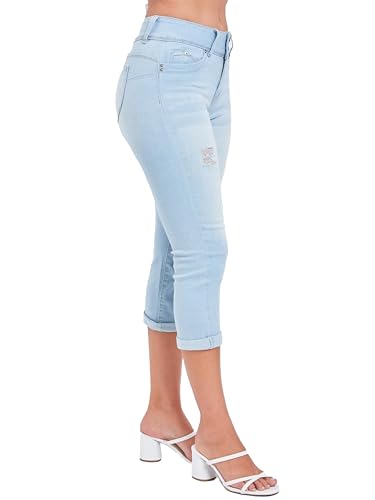YMI Women's Wannabettabutt Roll Up Cropped Jeans2