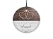 Our First Christmas Married Glass Ornament – Personalized Rustic Double Hearts Farmhouse – Suncatcher Hanging Print Christmas Tree Date Display 3.5" Circle | Free Red Velveteen Gift Bag