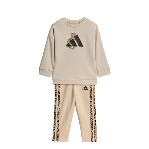 adidas Bebé-Niñas Animal Leggings Set Track_Suit, Crystal Linen/MULTICOLOR/dark brown, 12-18 Months