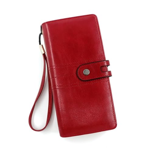 Sac à main porte-monnaie long pour femme pochette fourre-tout zippée rouge Rosso