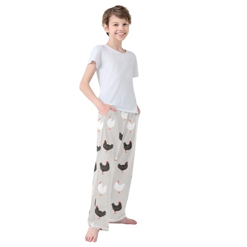 Boys' Pants Chicken White Black Long Bottoms Jogger Pants Elastic Waist Trousers with Pockets S-XL4