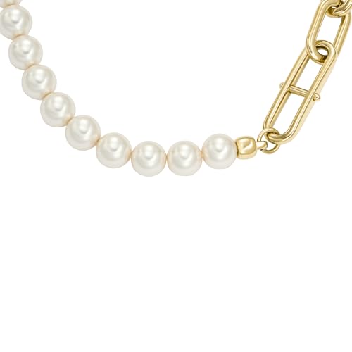 Image of Fossil Women's Ellis Toi Et Moi Gold-Tone Brass Station Necklace