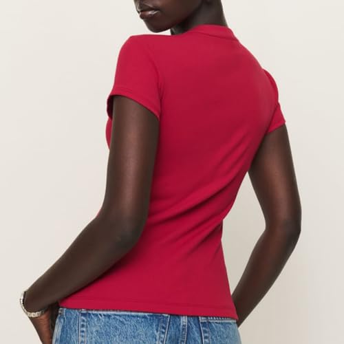 Women Short Sleeve Button Down Cardigans Sweater Fashion Solid Color Knitted Tops Casual Ribbed Knit Sweater2