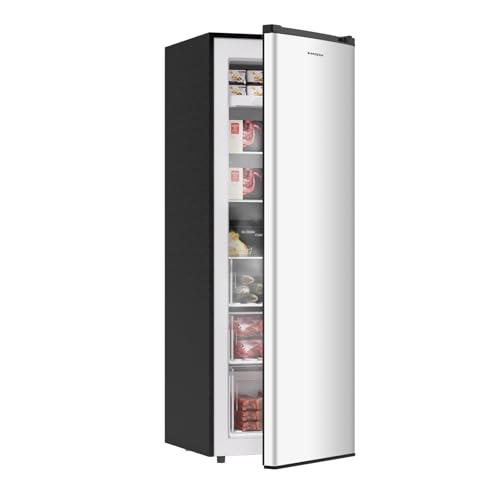 Upright Freezer, 7.0 Cu.ft Stand Up Freezer, Convertible Upright Freezer/Refrigerator, Single Door for Kitchen,Garage, Office, Apartment, Silver
