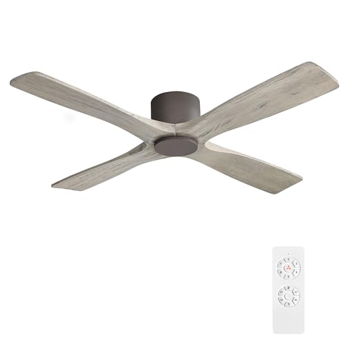 WINGBO 54 Inch Flush Mount DC Ceiling Fan without Lights,
