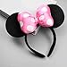 JIAHANG 3D Polka Dot Mouse Ear Headband with Satin Bow, Pink Hair Bow Photography Headband, Fashion Headwear for Women Girls