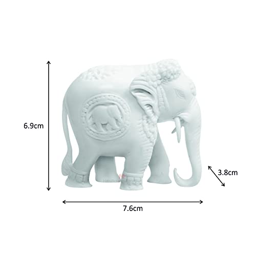 Image of Handicrafts Paradise 2.75 Inch White Marble Elephant Showpiece Hand-Made Elephant Figurine Design Vastu Decor Statue for Home Office Table Showpiece and Gift Item