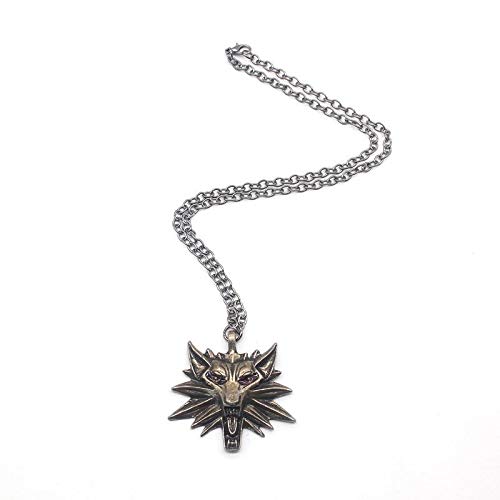 Witcher 3 Wild Style Hunt Medallion Pendant Necklace Figure Game Wolf Head Necklace