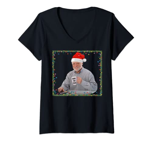 Mujer Hide The Pain Harold Christmas Old Man Smiling Dank Meme Camiseta Cuello V