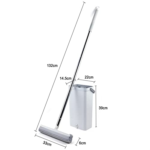 Wischmopp/Flacher Bodenwischer, handfreier Schwammwischer mit Eimer-Set, Starke Wasseraufnahme, Schwamm, Flacher Wischmopp für Zuhause, Küche, Boden, Lazy Mops, Haushaltsreinigungswerkzeug, – Bild 8