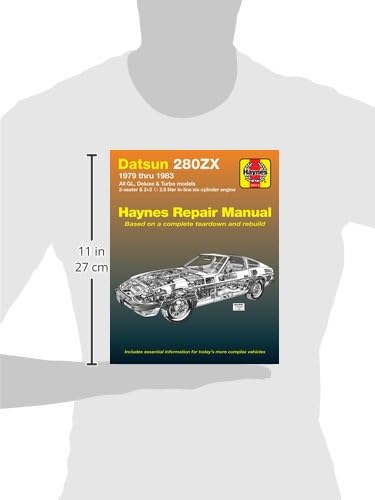 Image showing the physical dimensions of the Haynes Repair Manual for Datsun 280ZX.
