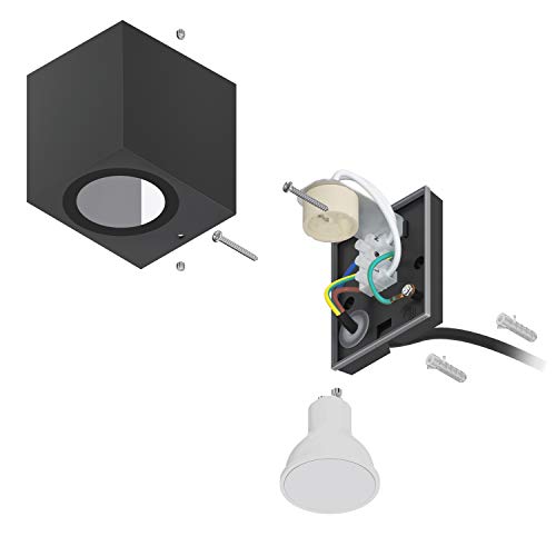 ledscom.de 4 pcs. wall Light ALSE for Outdoors IP54, Downlight, Black matt, Angular, 1x GU10 max. 35W, Square, 4 pieces (pack of 1) - Image 2