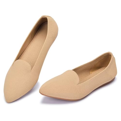 Image of Frank Mully Women's Casual Loafer Flats Slip On Loafer Shoes Comfortable Knit Flat Shoes Classics Pointy Toe Loafer Flats,for Work,Travel