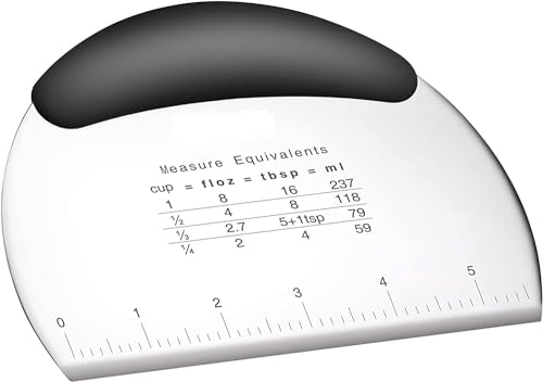 Image of Bench Scraper & Chopper Stainless Steel Dough Scraper Pastry Cutter Chopper with Measurements for Dough, Cake, Pizza (S Steel Round) (Black)