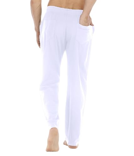 Mens Loose Fit Linen Pants Casual Lightweight Drawstring Stretch Cotton Linen Pants for Men Summer Beach2