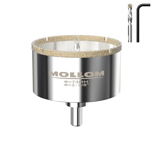Image of MOLLOM 2-7 /8 inch (73mm) Diamond Hole Saw with 2 Pilot Drill Bit