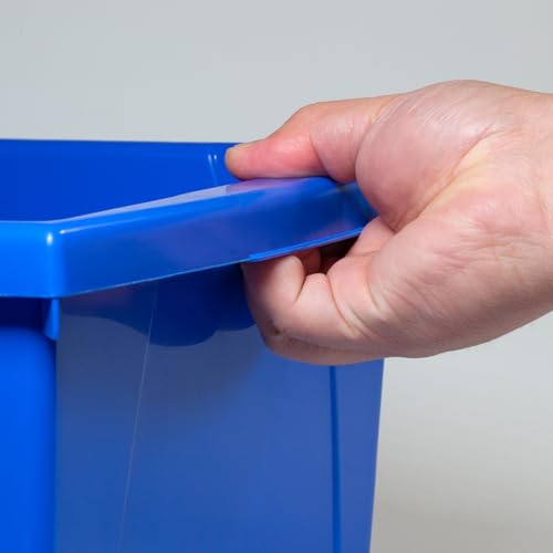 Image of Storex 4 Gallon Storage Bin with Lid - Plastic Classroom Organizer for Books and Supplies, Blue, 1-Pack (61412A06C)