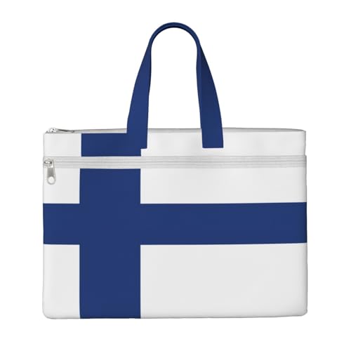 Finnish Flag Canvas Document Bag Briefcase For Professionals And Executives