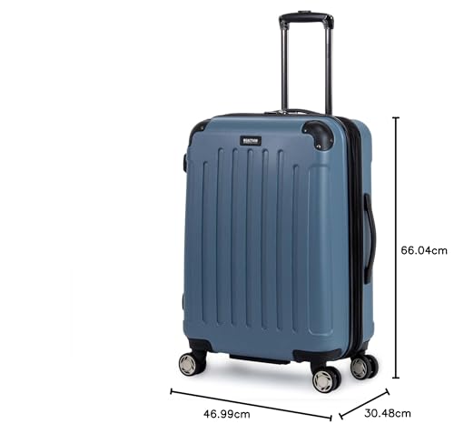 Image of Kenneth Cole REACTION Renegade Luggage Expandable 8-Wheel Spinner Lightweight Hardside Suitcase, Granite Blue, 24-Inch Checked, Granite Blue, 24-Inch Checked, Renegade collection