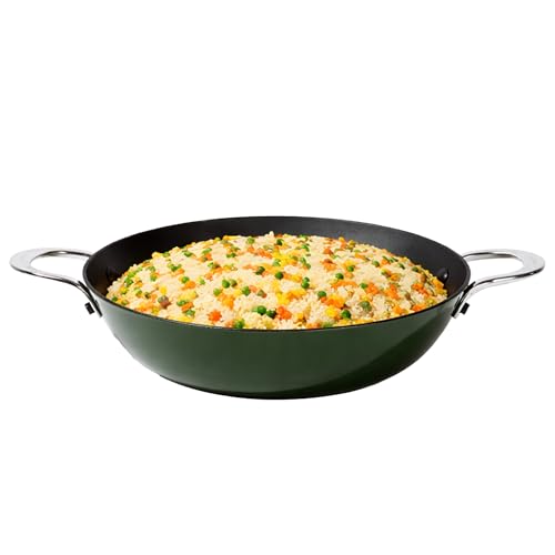 Image of CUMIN CO. Enamel Cast Iron Kadai LITE | 5.5L, 32 cm | 5 Years Warranty | Non Toxic Heavy Bottom Kadhai for Frying | Induction & Gas Compatible | Chemical Free Coating | Green