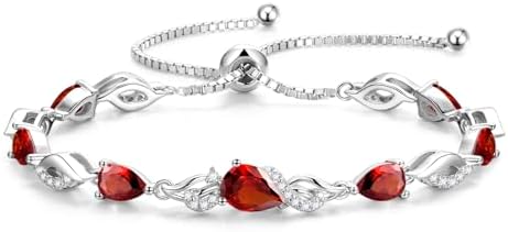 FANCIME Birthstone Teardrop Tennis Bracelet for Women, Sterling S...