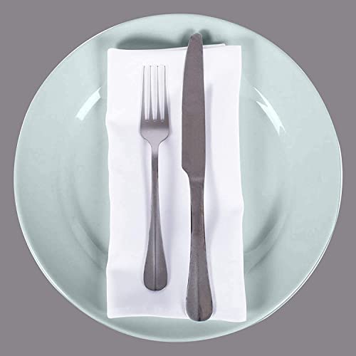 Image of Cotton Mercerised Dining Table Napkins, Set of 4, Solid Plain Colour, Heavy Weight,More Than 2 cm Mitered Hem,Washable at 40C (White, 45 X 45 Cms)