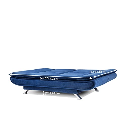 Image of Wakefit Neem Wood Sofa Cum Bed 3 Seater | 3 Yrs Warranty | Sofa Bed 6 X 4 Feet, Foldable Sofa Cum Bed - Amoeba (Malphino: Cobalt Blue)